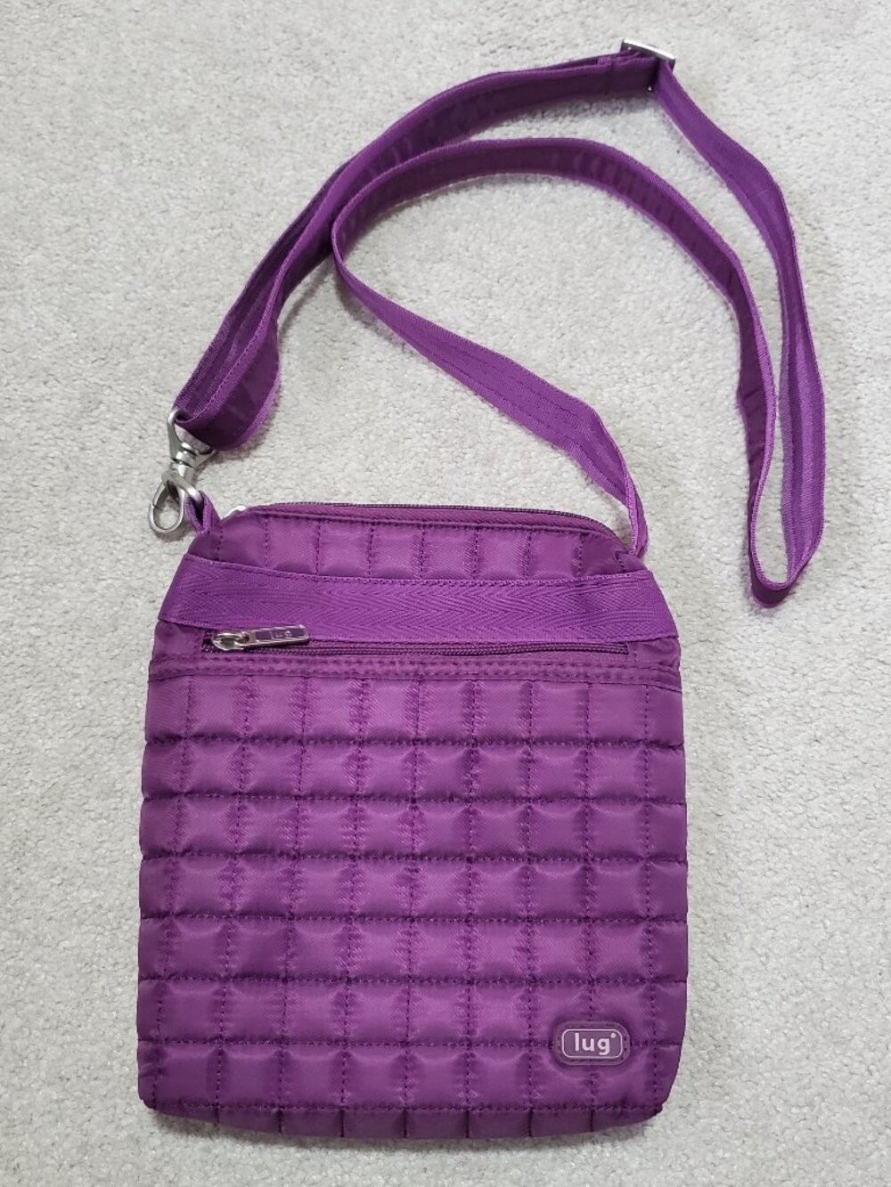 LUG Skipper Quilted Crossbody Bag Pouch Purse Waist Pack Plum Purple 7.5" x 8.5" - Picture 2 of 12